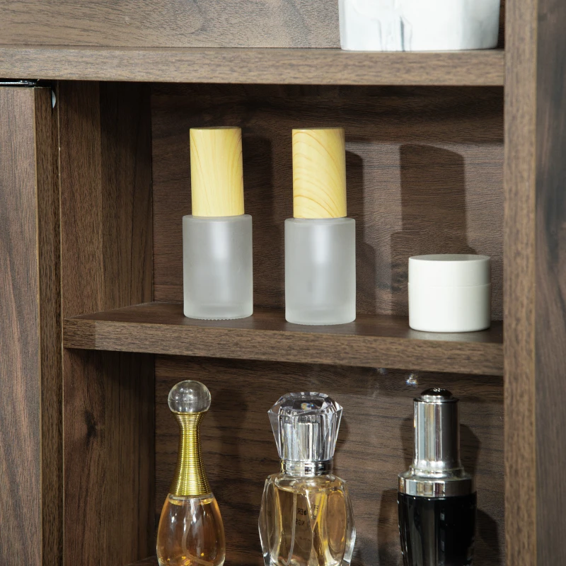 HOMCOM Schminktisch Frisiertisch modern Kosmetiktisch mit Spiegel Schublade Schlafzimmer Spanplatte Walnuss 60 x 45 x 134 cm