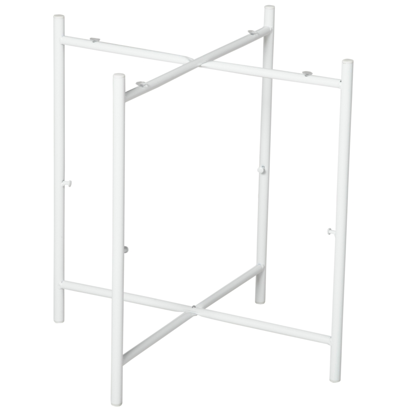 HOMCOM Mesa Auxiliar Moderna con Bandeja y Cesta Extraíble Mesa de Salón Redonda con Marco de Metal 46x46x48 cm Blanco