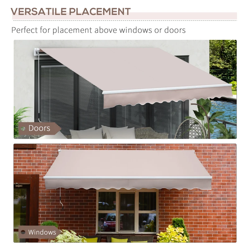 Outsunny Window Awning Canopy Garden Shelter w/ Hand Crank (3 x 2m, Coffee) Outdoor Door Wall Mounted Yard Patio Cover