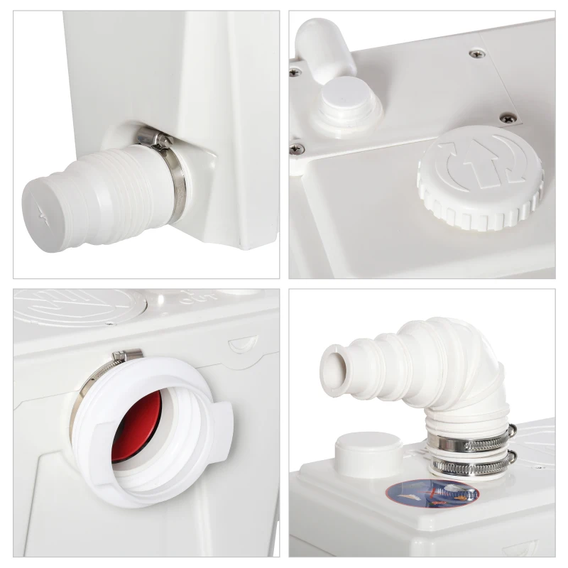 HOMCOM Bomba Trituradora Sanitário de Água Residual com 500 W e 4 Entradas para Casa de Banho Cozinha 40x17,5x28 cm Branco