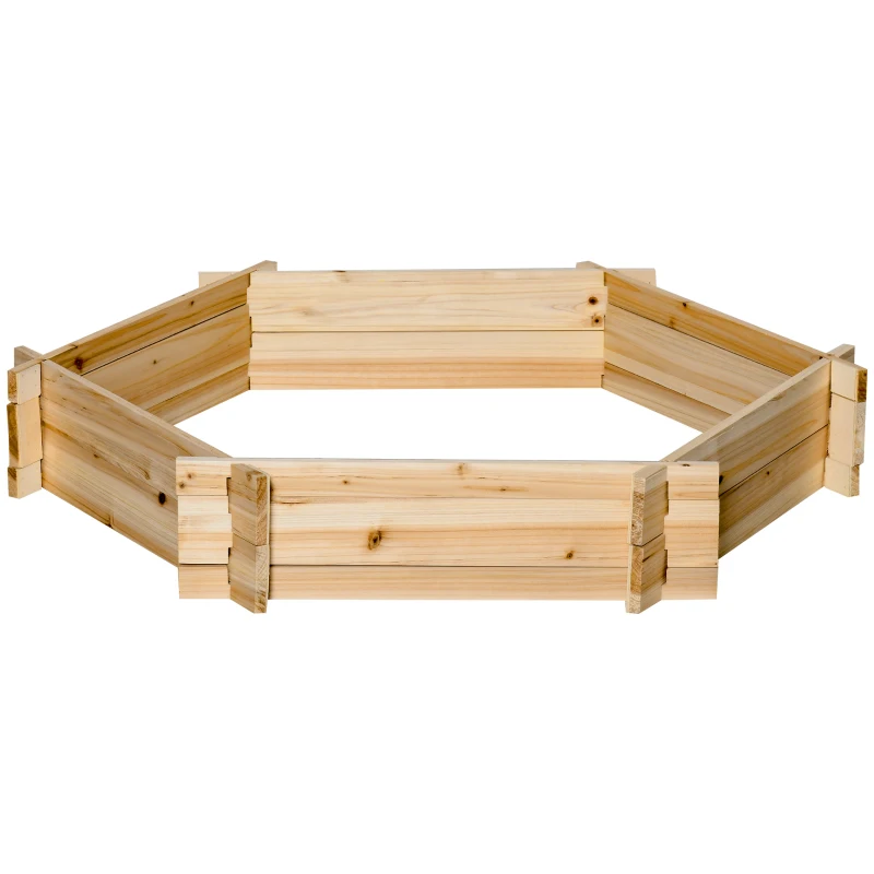 Outsunny verhoogd bed zeshoekige DIY plantenbak planter gemaakt van hout natuurlijk