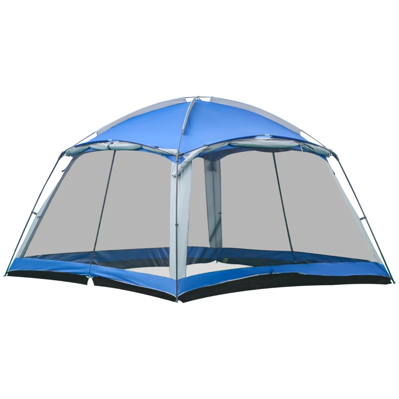 Outsunny Camping Tent 8 Persoons Tent Familie Tent 2 Ramen Glasvezel Blauw