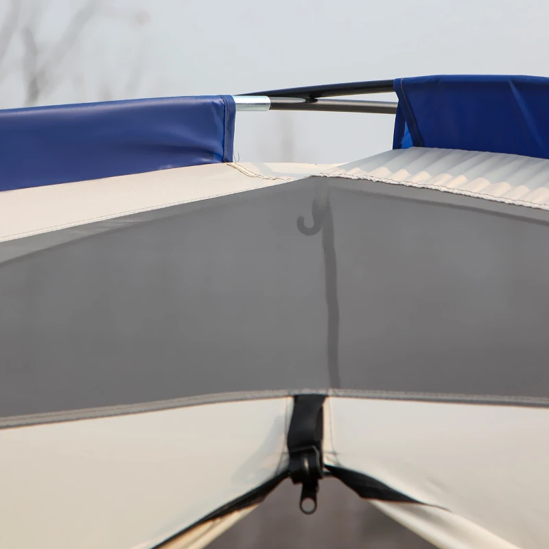Outsunny Camping Tent 6-8 Persoons Familietent met Vestibule Glasvezel Blauw