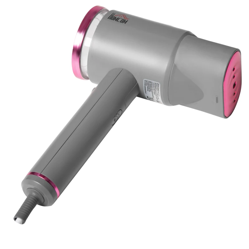 HOMCOM stoomstijltang stoomborstel steamer reisstrijkijzer opvouwbaar grijs + roze