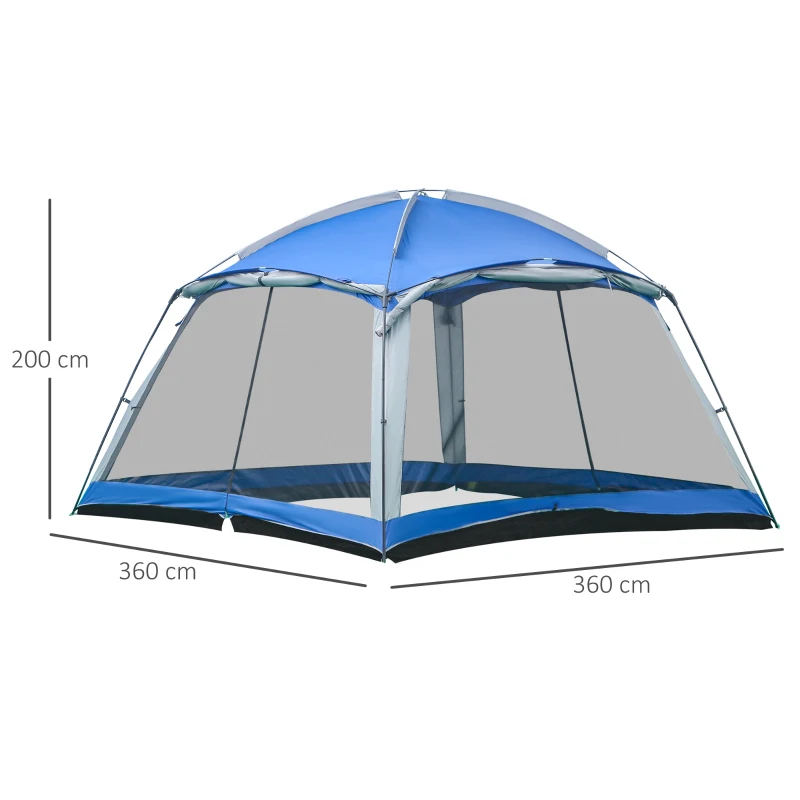 Outsunny Camping Tent 8 Persoons Tent Familie Tent 2 Ramen Glasvezel Blauw