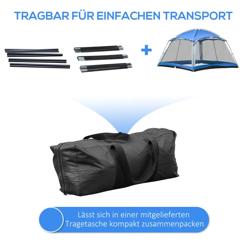 Outsunny Camping Tent 8 Persoons Tent Familie Tent 2 Ramen Glasvezel Blauw