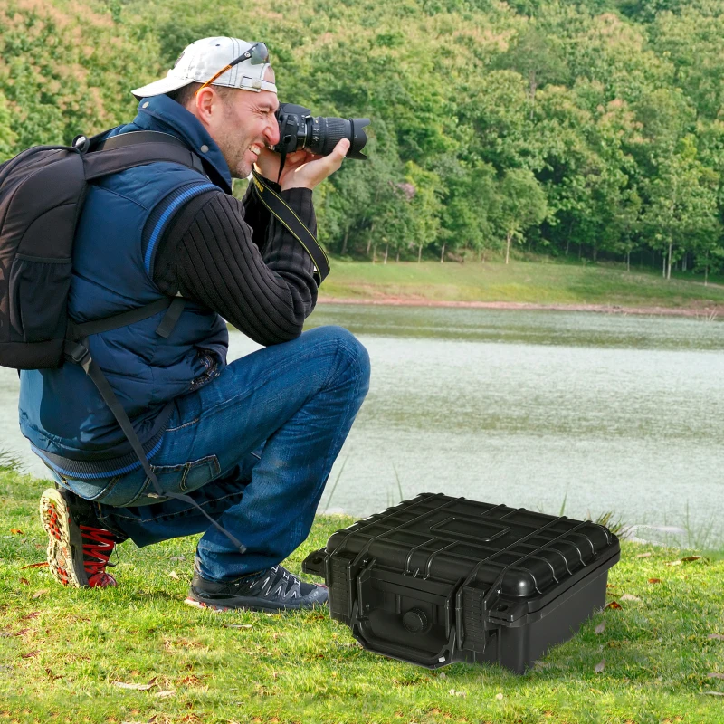 Outsunny set van 2 lege gereedschapskoffers met schuim waterdicht 34x29x15cm