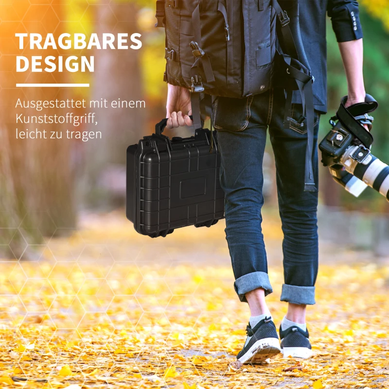 Outsunny set van 2 lege gereedschapskoffers met schuim waterdicht 34x29x15cm