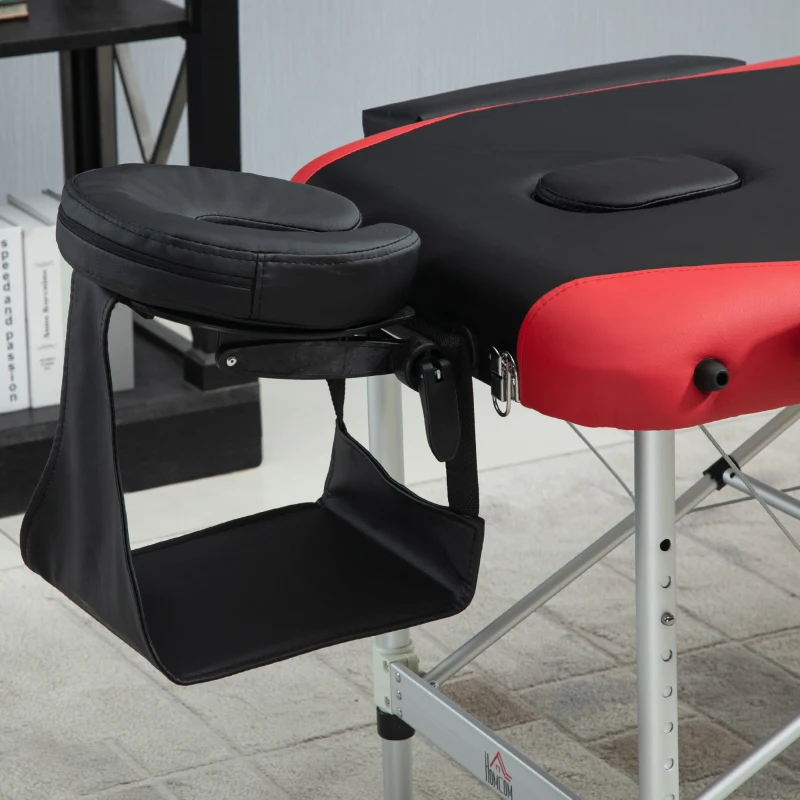 HOMCOM Portable Massage Table, with Carrying Case, Lightweight Couch Spa Beauty Bed with Adjustable Height, Aluminium Frame, Black(m-10)