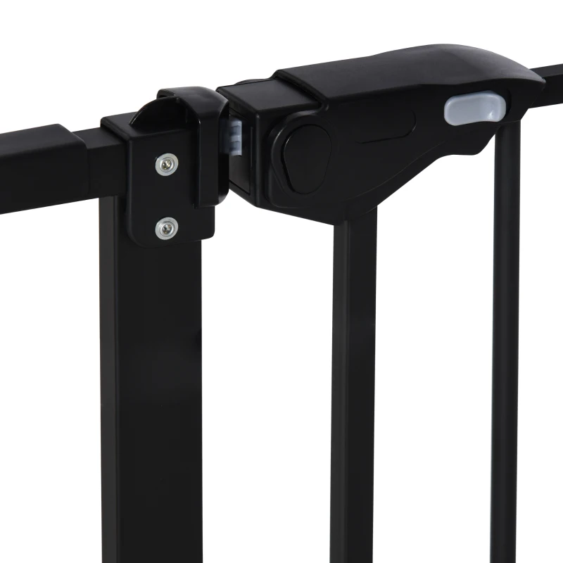 PawHut Dog Gate Stair Gate Pressure Fit Pets Barrier Auto Close for Doorway Hallway, 74-148cm Wide Adjustable, Black