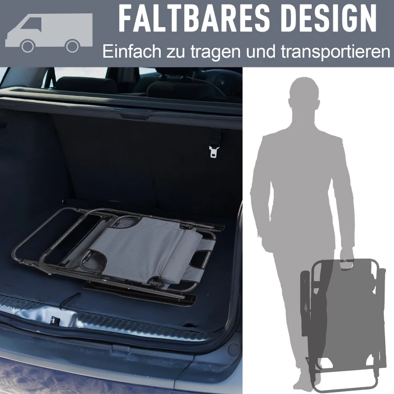 Ligbank voor buiten relaxen ligestoel strandstoel tuinbank inklapbaar 2-traps kussen grijs