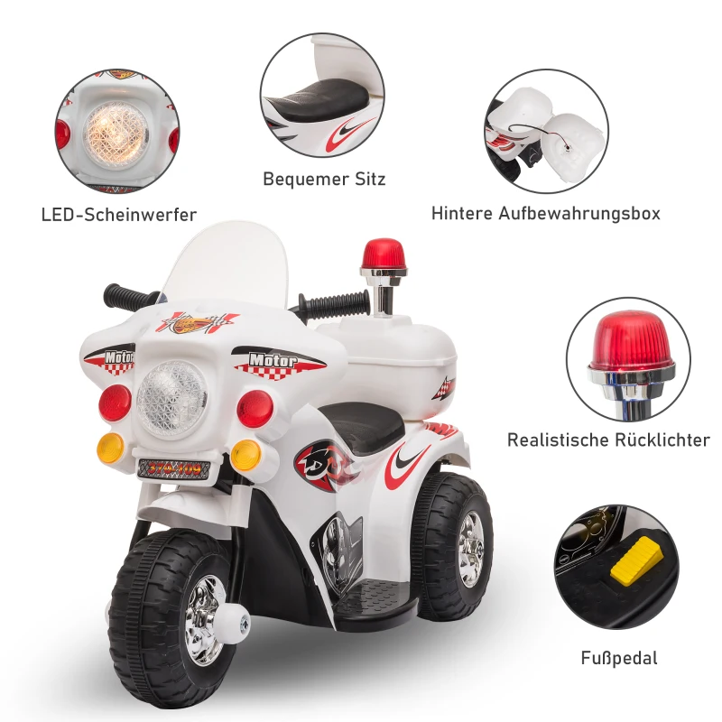 Pojazd dla dzieci Pojazd elektryczny Motocykl dla dzieci z muzyką i oświetleniem biały