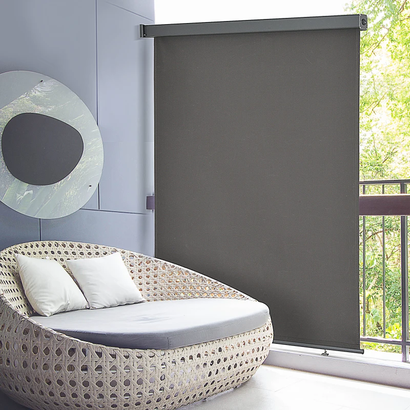 Outsunny Toldo para Balcón 160x250 cm Colocación en Techo o Pared Función Vertical y Horizontal con Tirador Color Gris