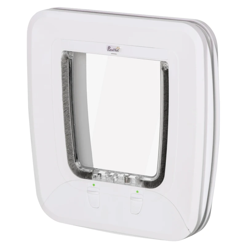 PawHut Katzenklappe Magnetische Katzentür mit 4 Verschluss-Optionen, Hundeklappe Haustierklappe für Katzen und kleine Hunde,