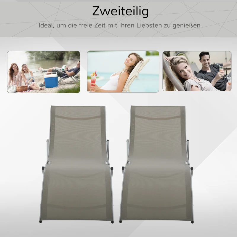 Outsunny zestaw 2 leżaków aluminiowych 165 cm x 61 cm x 63 cm
