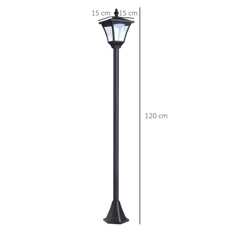 Outsunny Felinar de Gradina Led Panouri Solare, Negru, 120cm