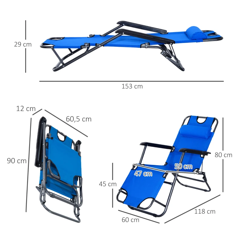 Ligbank ligbed strandstoel ligbank voor buiten inklapbaar met kussen strand