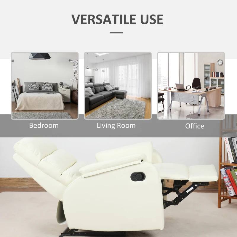 Homcom Fotoliu Relax Crem – Piele Sintetica, Rabatabil Manual