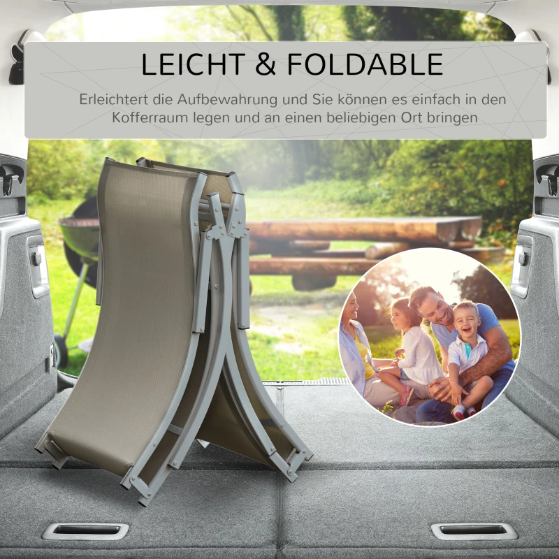 Set van 2 tuinstoelen ligstoel stoffen ligstoel relaxstoel ergonomisch aluminium Texteline