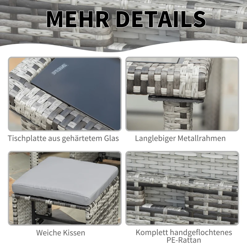 Outsunny poly rotan zitgroep 11 stuks. Set 120 cm x 60 cm x 72 cm