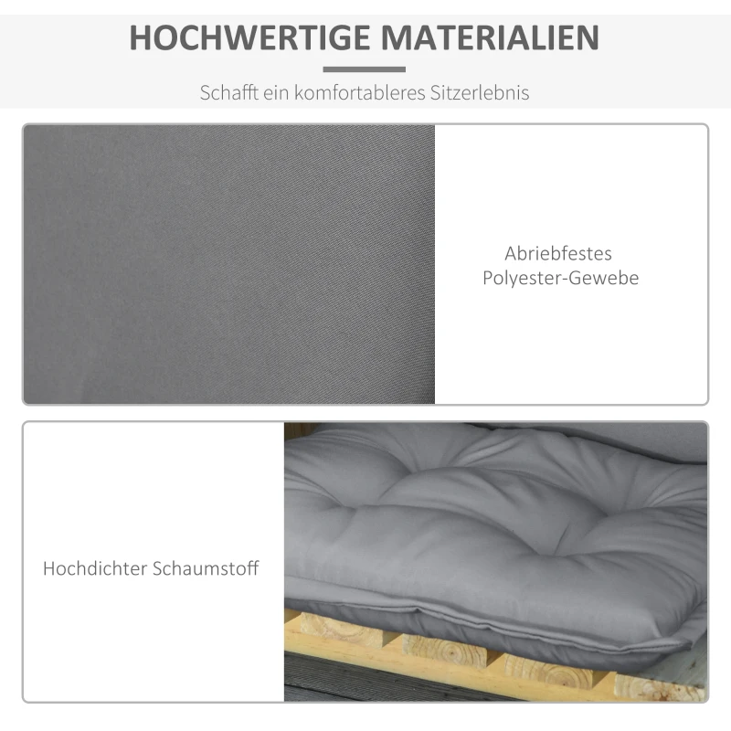 Outsunny 2-tlg. Stuhlauflage Auflage für Gartenstuhl Sitzkissen mit Rückenlehne Hochlehner Polyester Dunkelgrau 120 x 50 x 9 cm