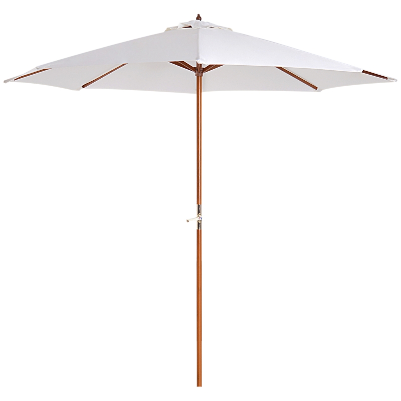 Zonnescherm tuinscherm houten parasol parasol met zwengel balkonparasol populierenhout Φ 2,7 m