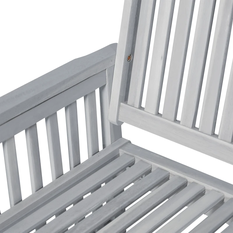 Outsunny® 2-Sitzer Sitzbank Gartenbank Holzbank mit Armlehne Landhausstil Akazienholz Grau 117 x 63 x 90 cm