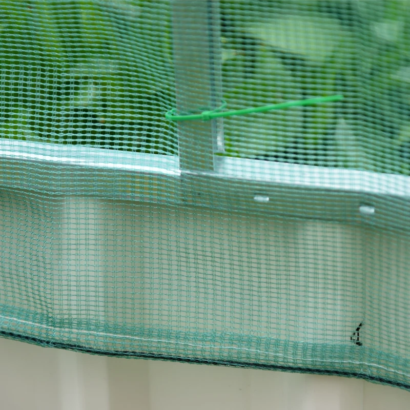 Outsunny Tuinbed plantenbak bloemenkast met gaasafdekking staal nylon wit + groen