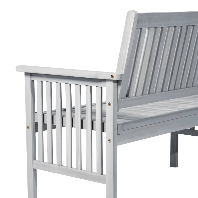 Outsunny® 2-Sitzer Sitzbank Gartenbank Holzbank mit Armlehne Landhausstil Akazienholz Grau 117 x 63 x 90 cm