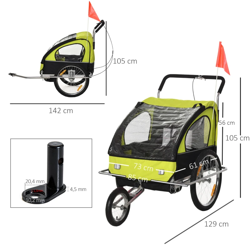 HOMCOM PRZYCZEPA DO ROWERU JOGGER 2w1 zielona