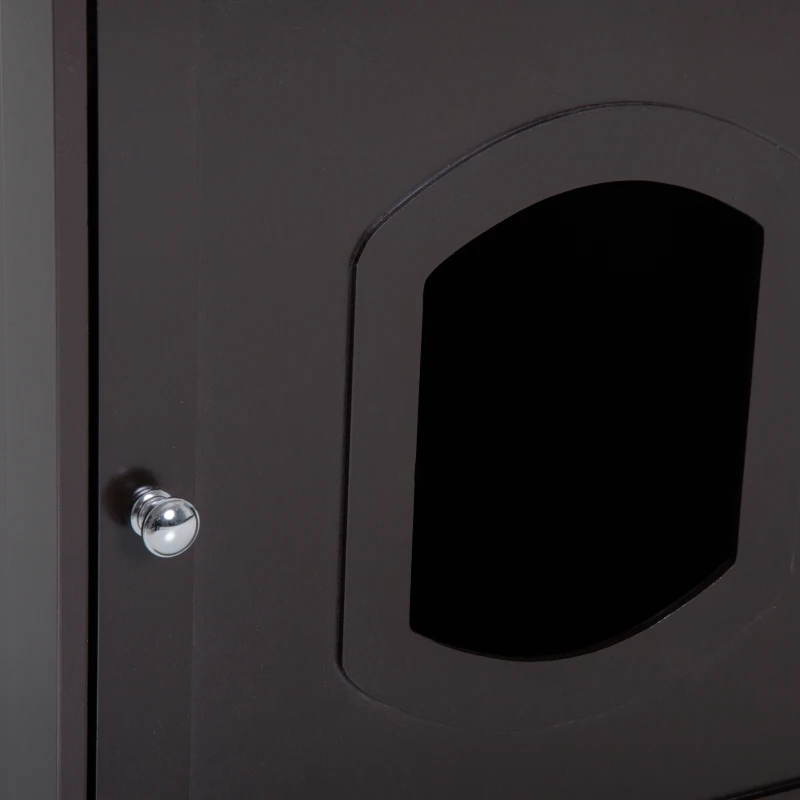 PawHut® Katzenhaus für Katzenbett, Katzentoilette Katzenschrank Katzenklo MDF Braun
