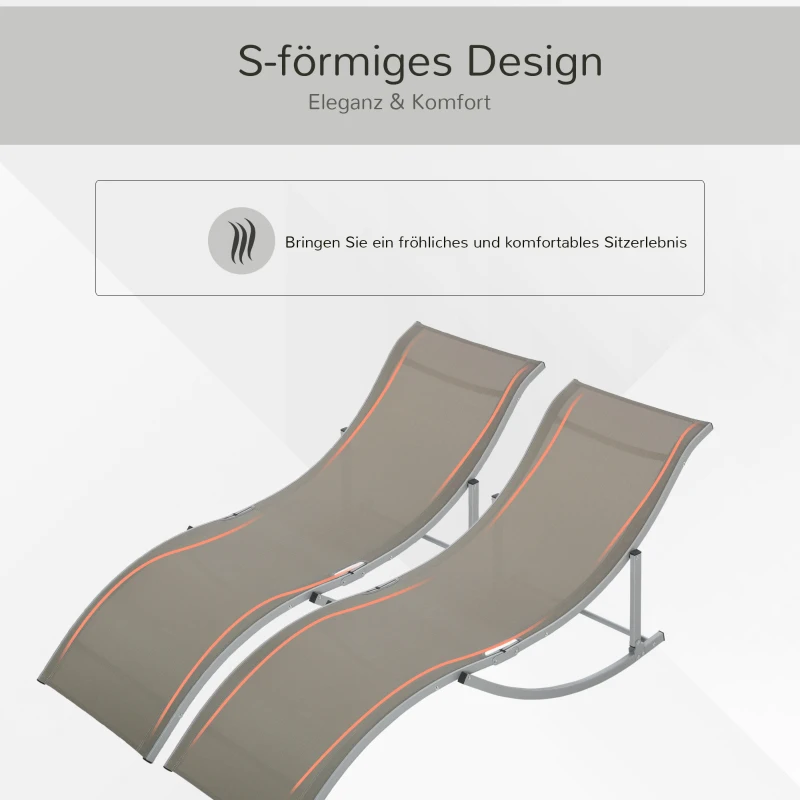 Set van 2 tuinstoelen ligstoel stoffen ligstoel relaxstoel ergonomisch aluminium Texteline