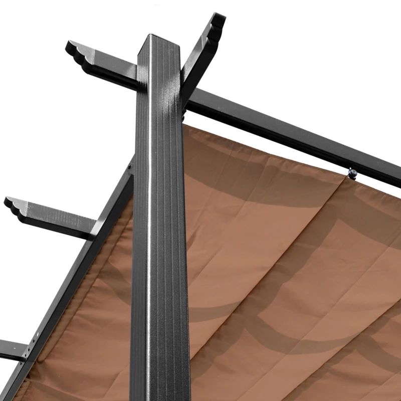 Outsunny Pergola met schaduwdoek 300x400 cm voor Party & Bloemist, Grijs + Bruin