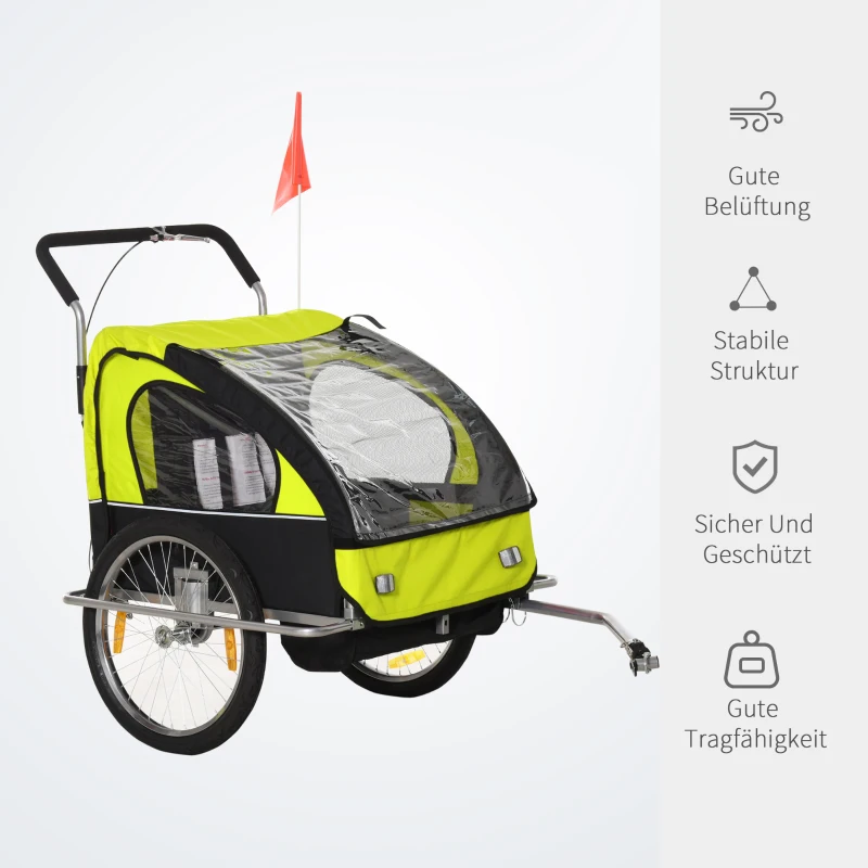 HOMCOM PRZYCZEPA DO ROWERU JOGGER 2w1 zielona