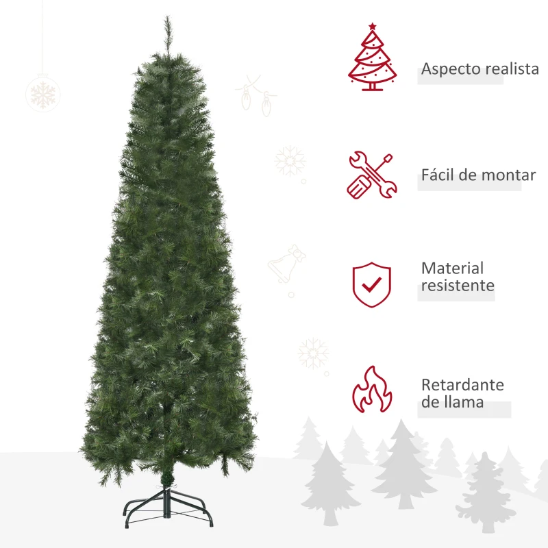 HOMCOM Árbol de Navidad Artificial 180 cm Ignífugo con 493 Ramas Hojas de PVC Decoración Navideña para Interiores Verde