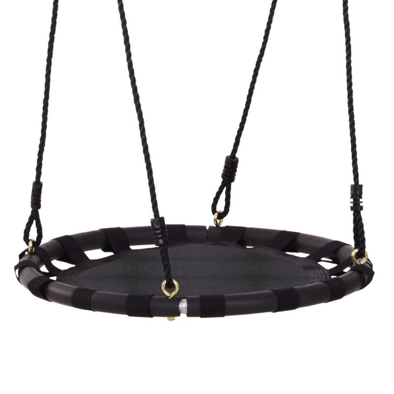 HOMCOM Nestschaukel Kinderschaukel Garten-Schaukel Kinder Rundschaukel bis 100 kg belastbar Metall Netzgewebe Schwarz Ø60 cm