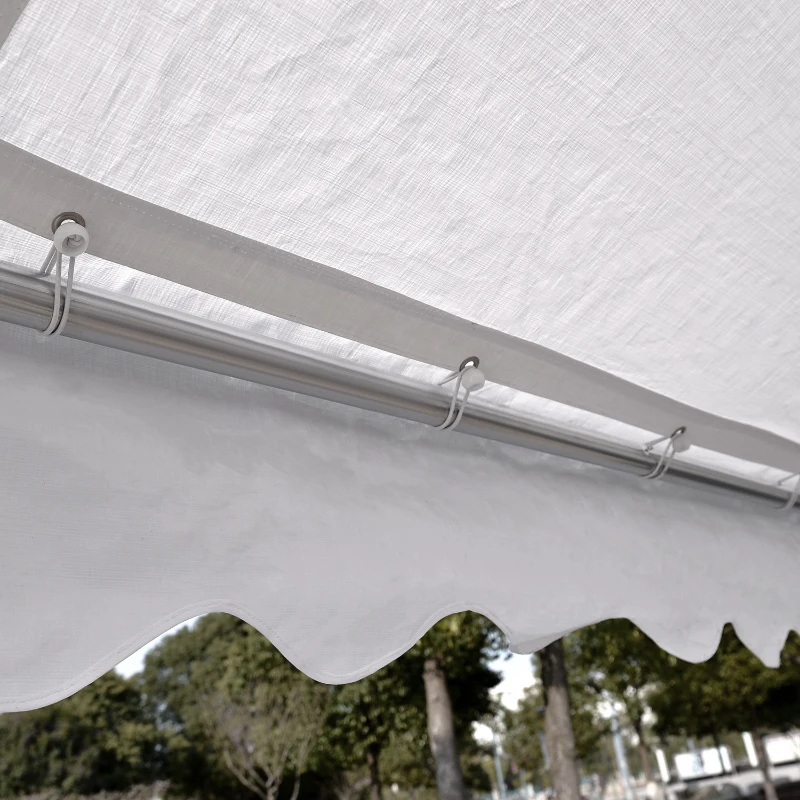 Outsunny Tenda para Festas 6x4x2,8m Tenda de Jardim com 4 Paredes Laterais Aço e Poliéster Branco