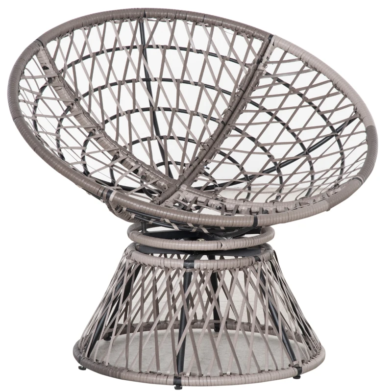 Outsunny Papasan fauteuil met bekleding rieten fauteuil 360 graden rotan grijs