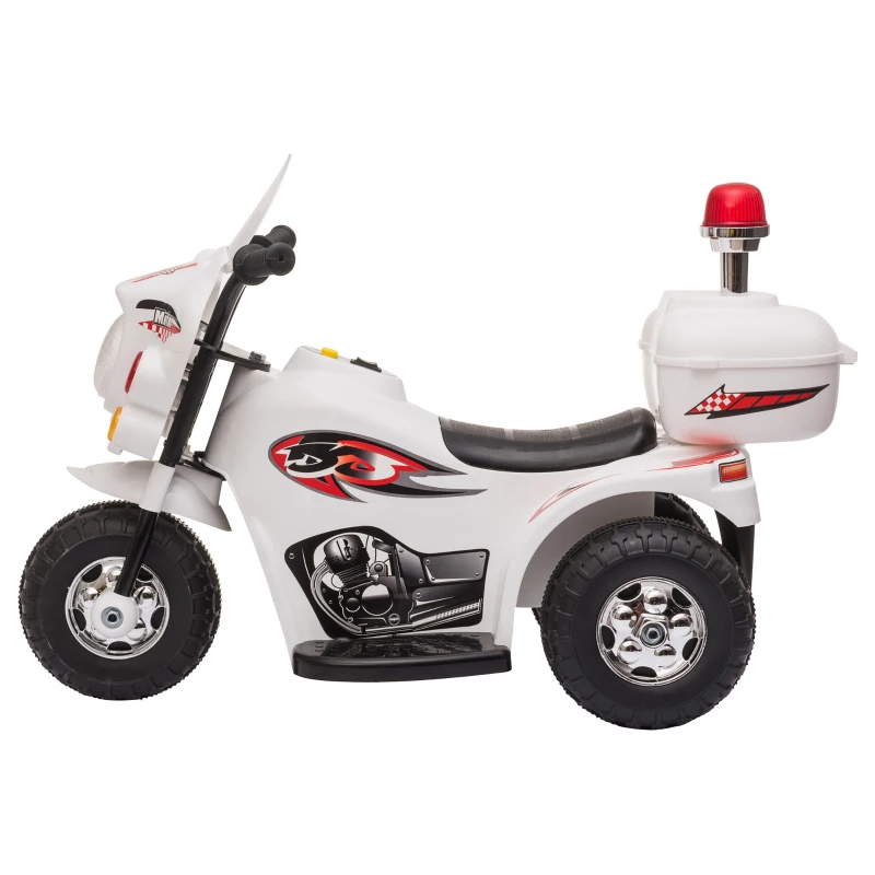 HOMCOM Elektro Kindermotorrad Kinderfahrzeug Elektrofahrzeug mit Musik und Beleuchtung 18-36 Monate Stahl Weiß 80x35x52 cm