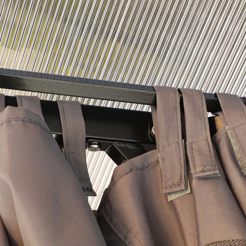 Paviljoen partytent met zijdelen PC dak aluminium bruin 3,45 x 2,8 m