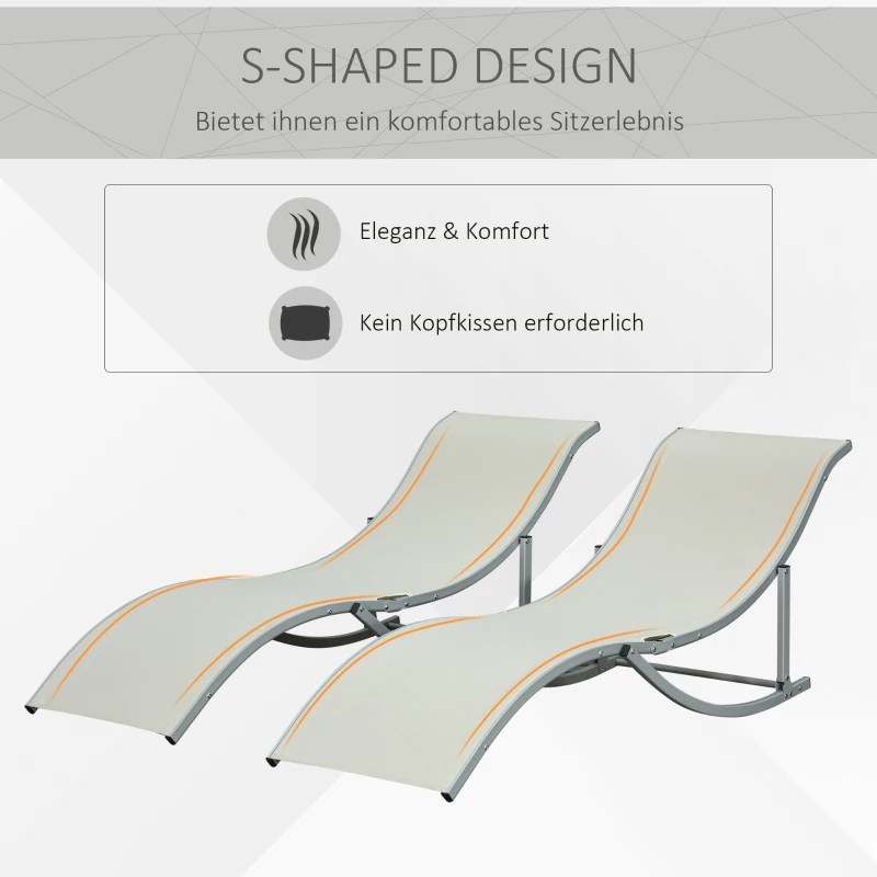 Outsunny set van 2 ligstoelen aluminium 165 cm x 61 cm x 63 cm