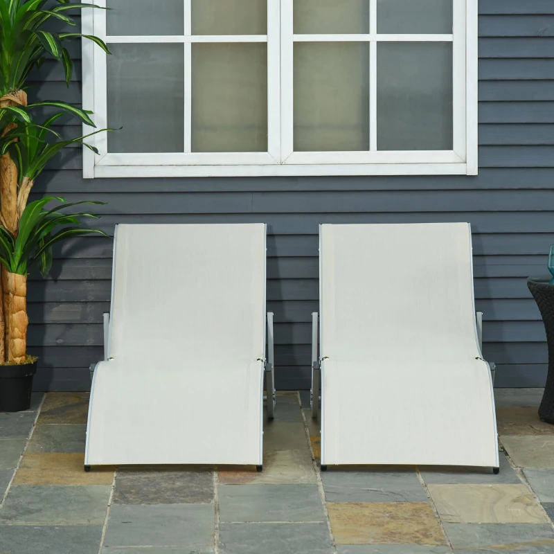 Outsunny set van 2 ligstoelen aluminium 165 cm x 61 cm x 63 cm