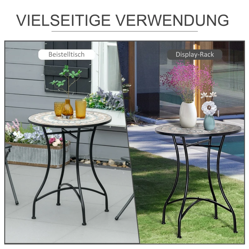 Tuintafel mozaiektafel balkontafel rond tuinmeubelen tafel mozaïek terras
