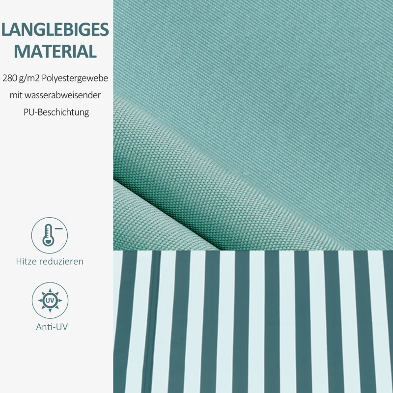 Outsunny Luifel aluminium knikarmluifel zonwering met handslinger 3,5 x 2,5 m groen + wit