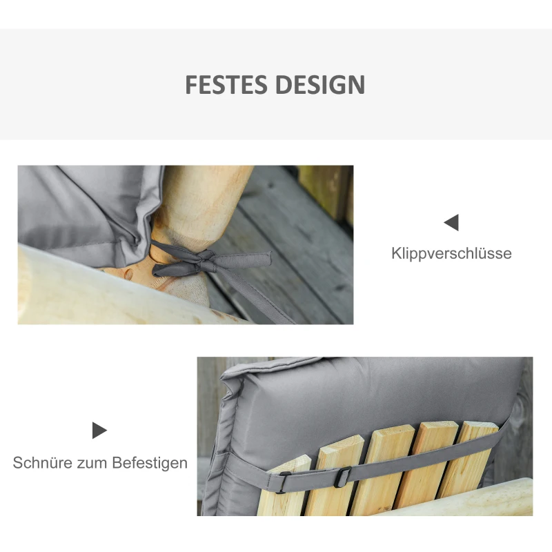 Outsunny set van 2 stoelkussens kussen voor tuinstoel zitkussen met rugleuning polyester