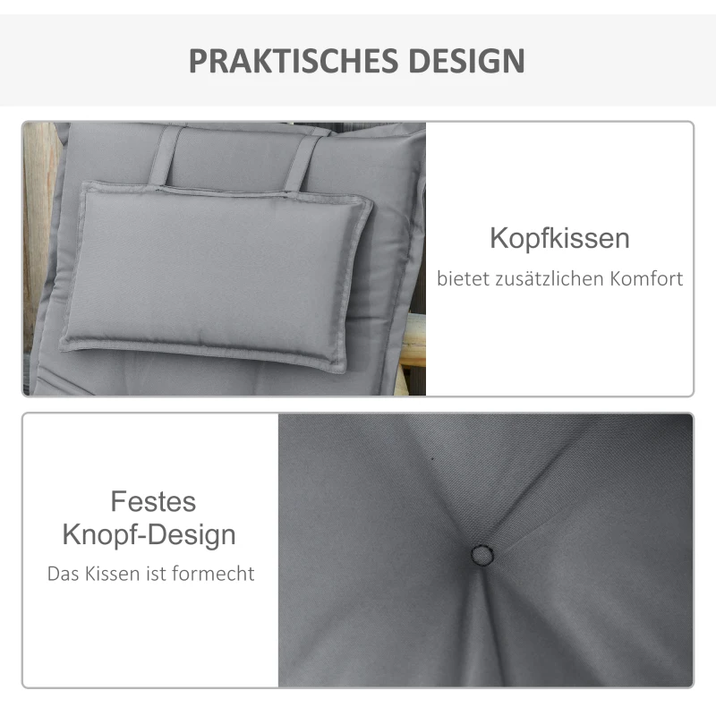 Outsunny set van 2 stoelkussens kussen voor tuinstoel zitkussen met rugleuning polyester