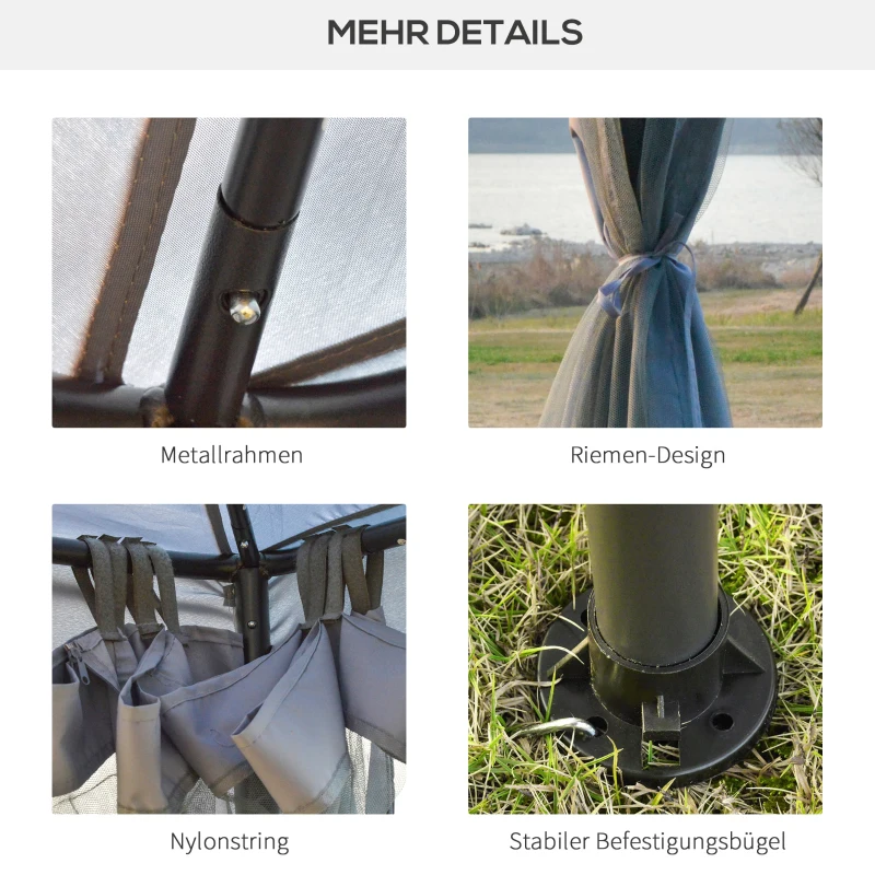 Outsunny Tuinpaviljoen 3x3 Tuin Paviljoen Met Muggengaas voor Feesten en Ontvangst, Grijs