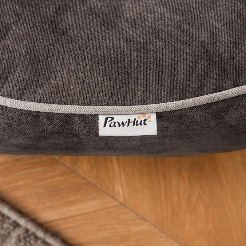 PawHut hondenmand hondenmat hondenkussen hondenmatras rond hondenbed hondensofa huisdierbed voor honden katten linnenachtig polyester donkergrijs + crèmewit 85 x 85 x 35 cm