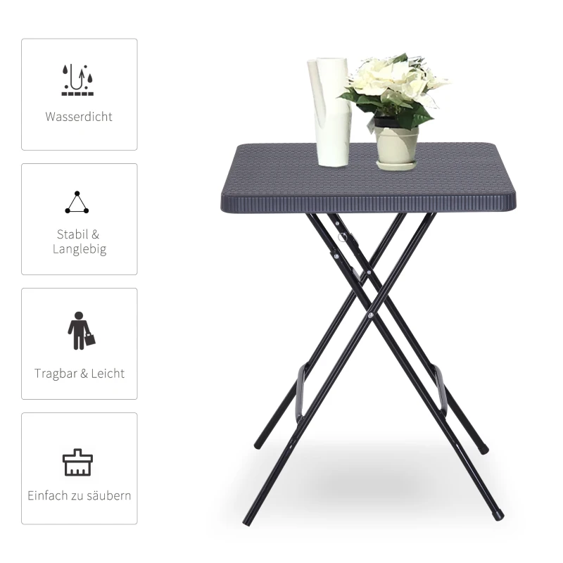 Outsunny Klaptafel inklapbare tafel tuintafel balkontafel picknicktafel campingtafel 60x60 cm