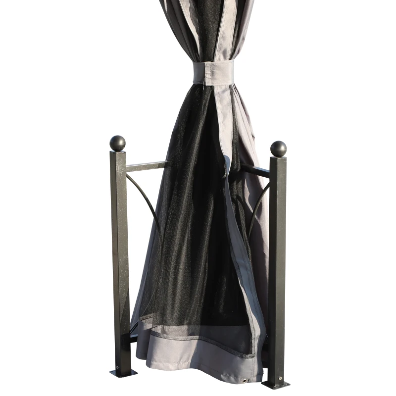 Paviljoen partytent met zijdelen PC dak aluminium bruin 3,45 x 2,8 m